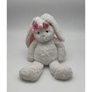 Gund Dahlia White Bunny 13" Plush Stuff Animal Easter Floral Pink Headband